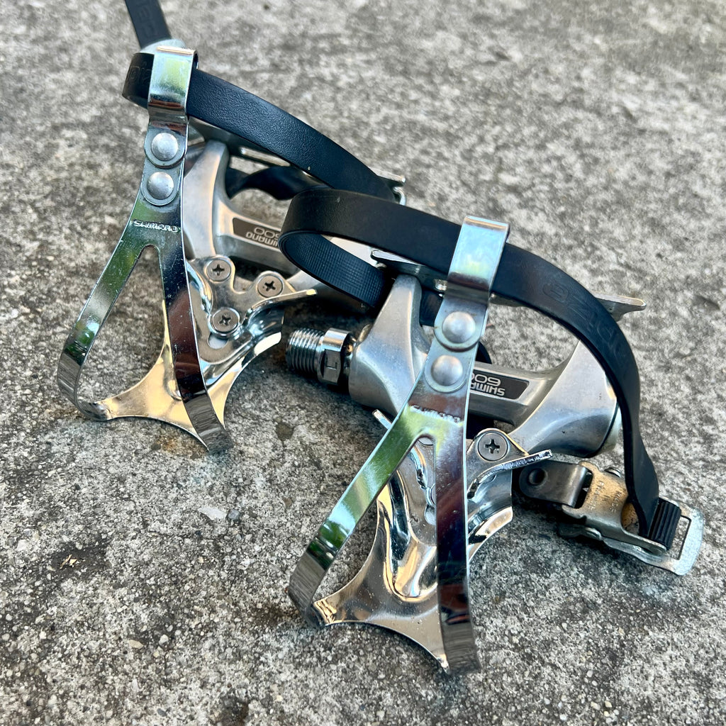 Shimano 600 PD-6207 Toe Clip Pedals Vintage Road Bike Touring Size M Retro