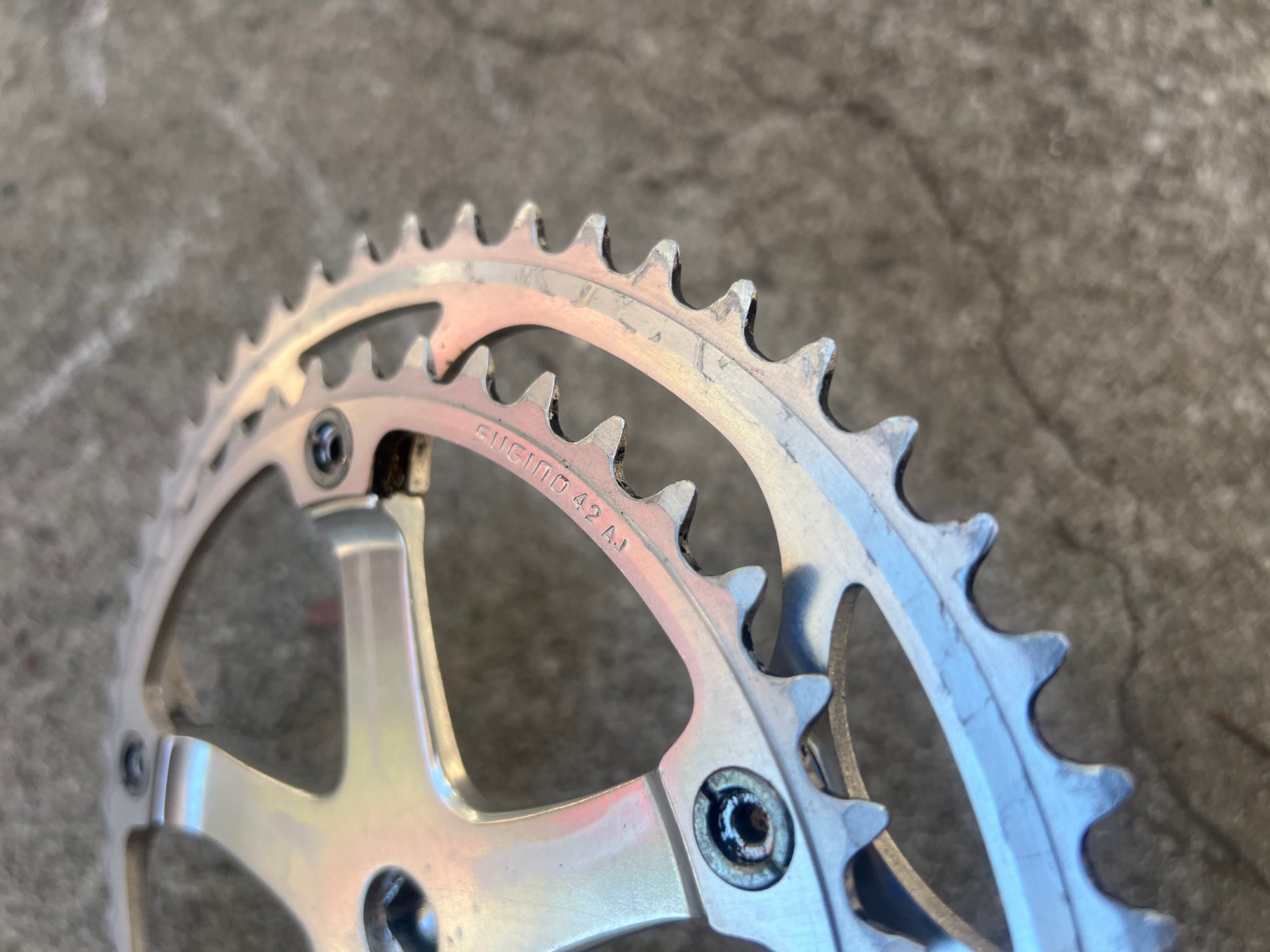 FREE SHIP Sugino GS 170mm 42/52T 144 BCD Double Vintage Road Silver Crankset