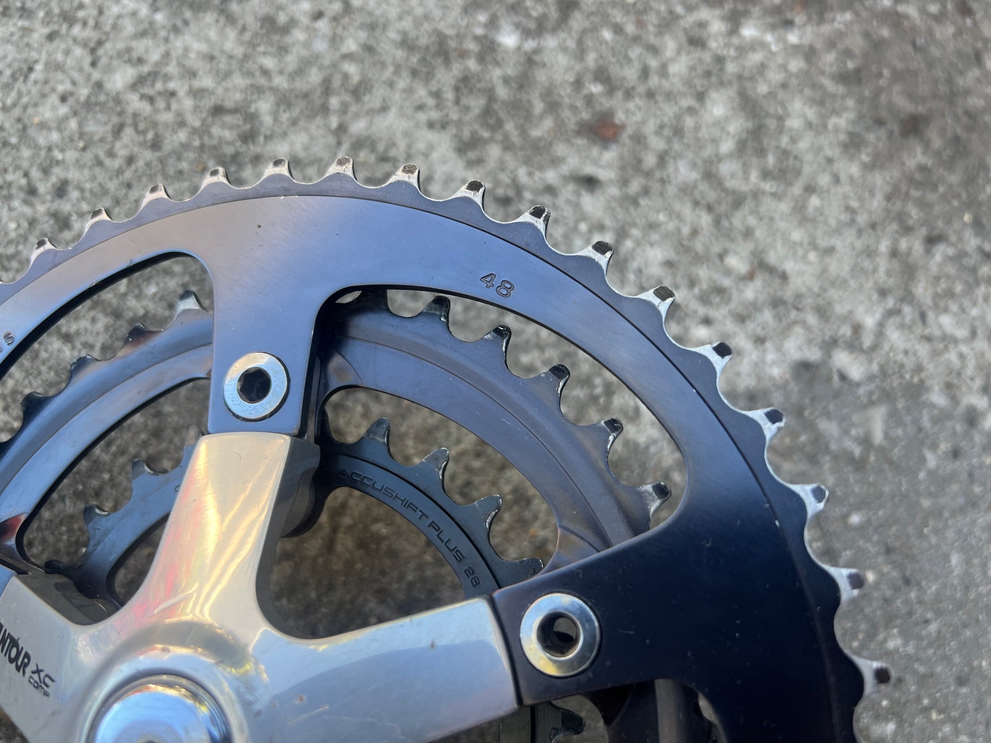 NICE Suntour XC Comp 175mm 26-38-48 Triple Vintage MTB Crankset Silver