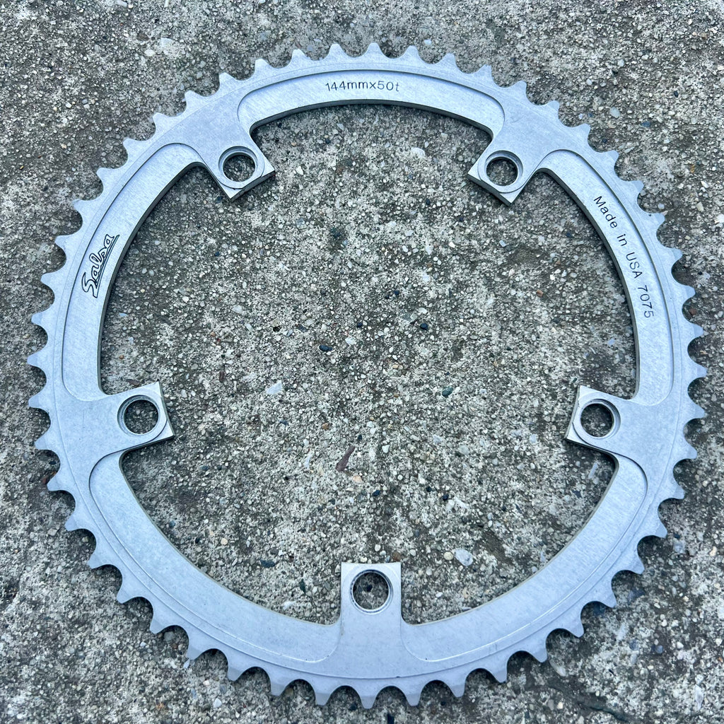 Salsa 144 BCD 50T 1/8” Track Chainring Silver Gray Low Miles 5 Bolt Arm