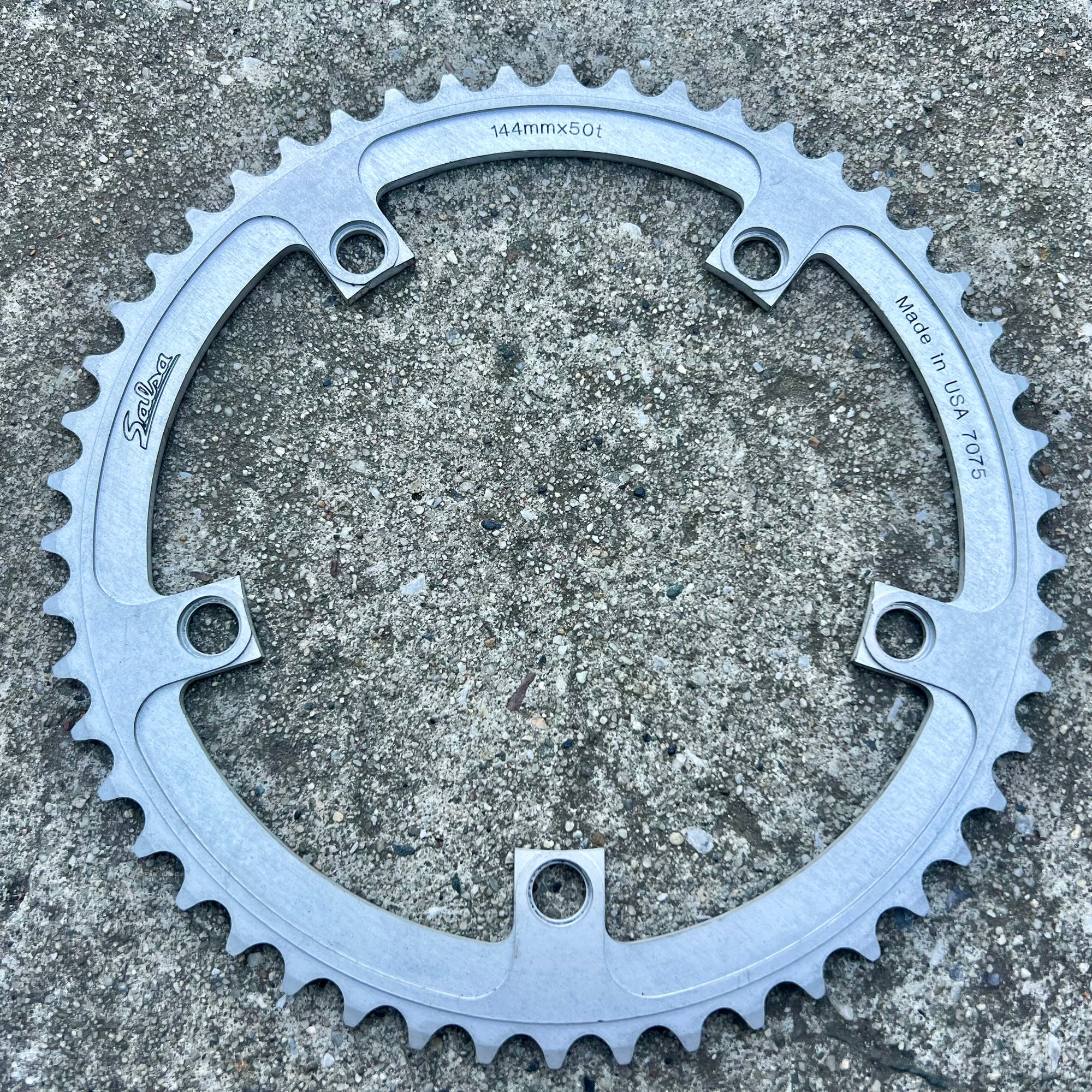 Salsa 144 BCD 50T 1/8” Track Chainring Silver Gray Low Miles 5 Bolt Arm