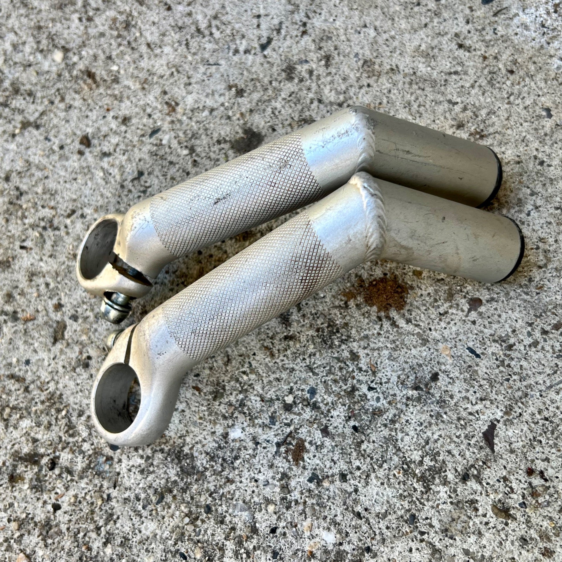 Vintage Bar Ends Control Tech Style Aluminum Silver MTB Mountain Bike Gray