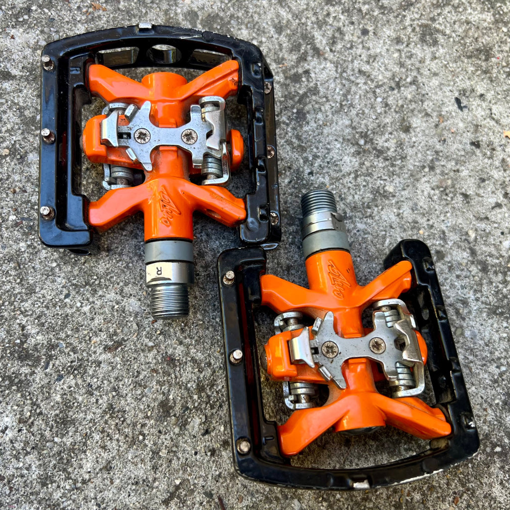 Used Onza H.O.X. Clipless MTB Platform Dual Sided Pedals Vintage Retro Orange Black-Bicycle Bin