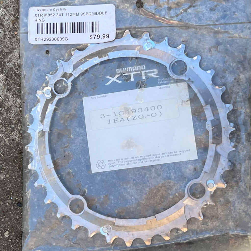 NOS Shimano XTR M952 112 BCD 34T Chainring Middle 9 Speed Vintage Retro MTB 