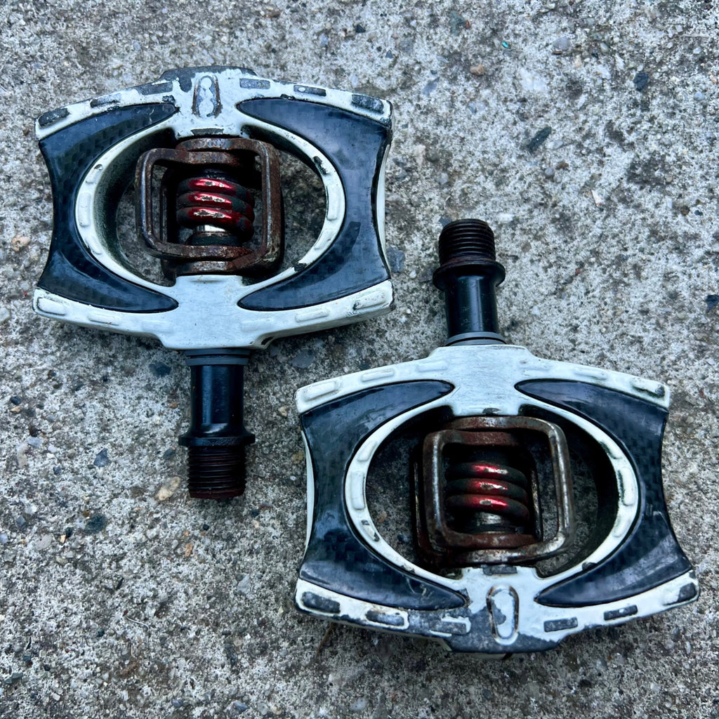 Crankbros Acid Carbon Clipless Pedals White Black MTB Gravel Pair Crankbrothers 