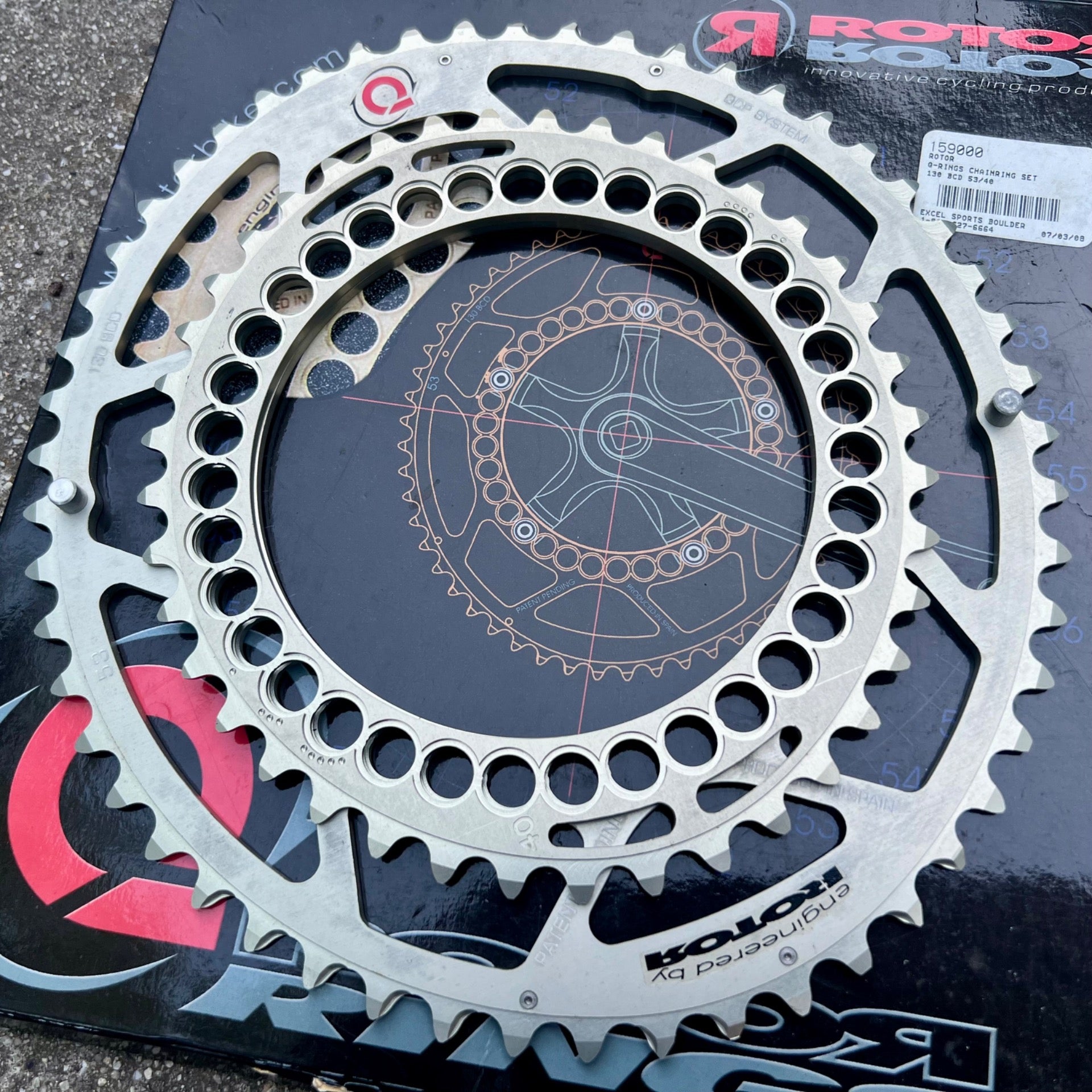 NEW Rotor Q Rings 53/40T 130 BCD Chainring Set Double Road Bike Oval Rings Gold 