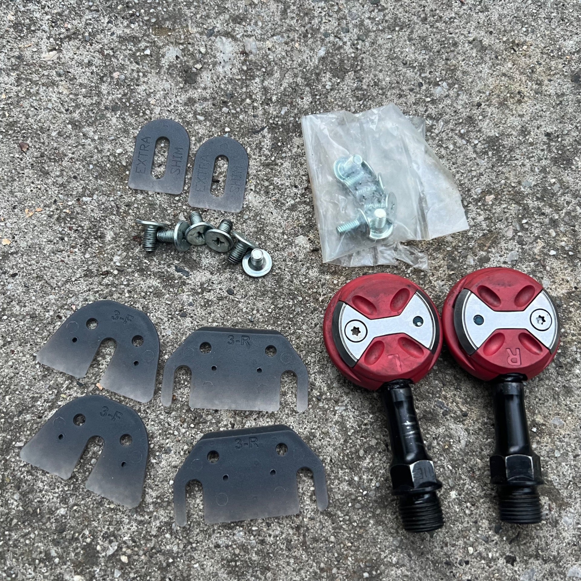 Speedplay Light Action Pedals & Shims Clipless Red Road Bike Bolts Gravel MTB XC