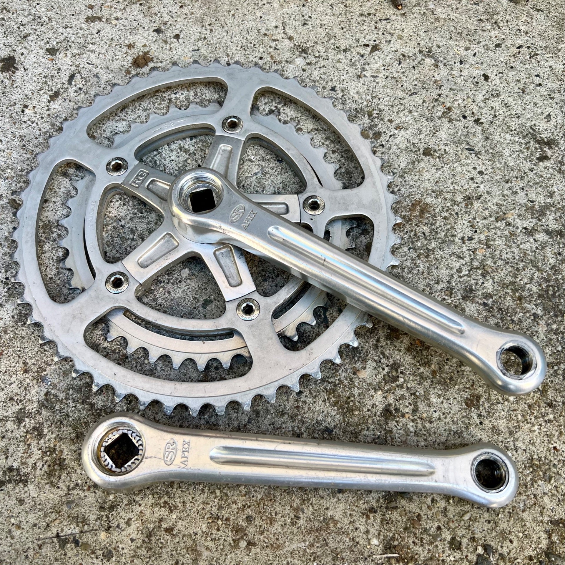 SR Apex RG Crankset 170mm 52-40T Double Vintage Road Touring Bike Silver Gray 