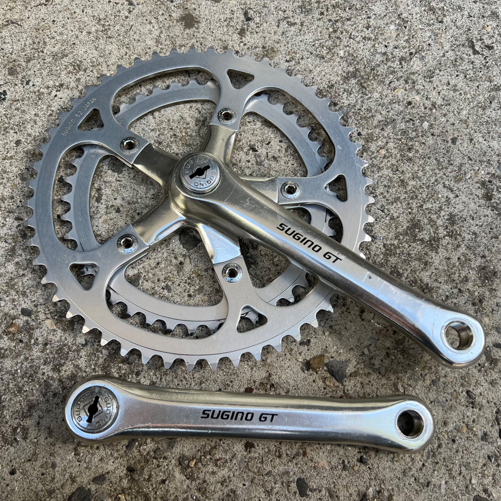 Sugino GT 165mm 42/52T Crankset Vintage Road Bike Silver Touring Double Retro