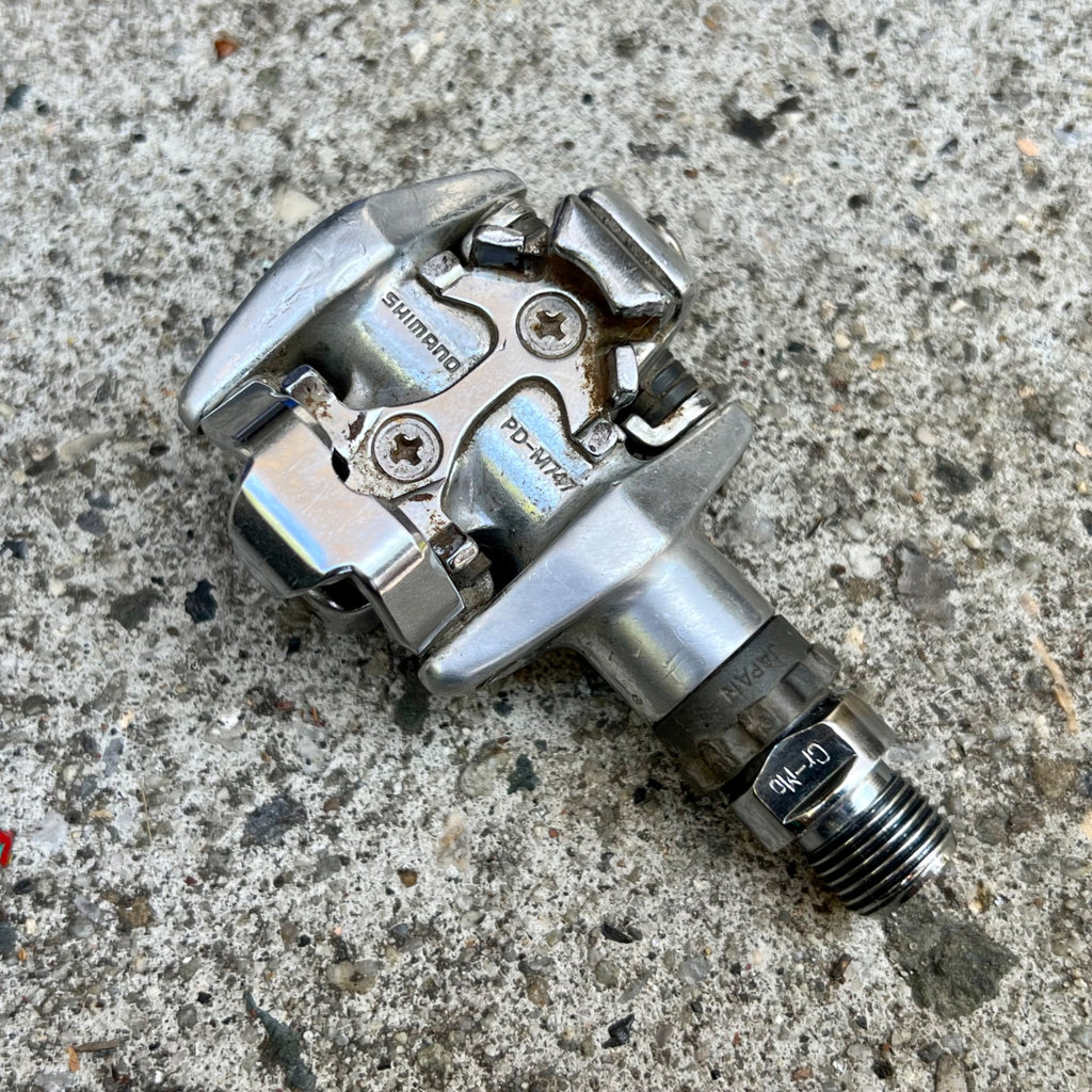 Used Shimano Deore XT PD-M747 Left Non Drive Side Pedal Vintage MTB Clipless SPD Road-Bicycle Bin