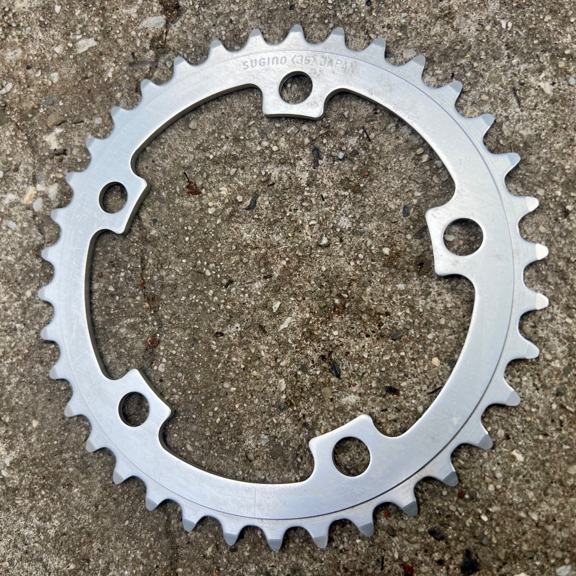 NOS Sugino 110 BCD 36T Chainring Middle Silver MTB ATB Road Touring Vintage Bike