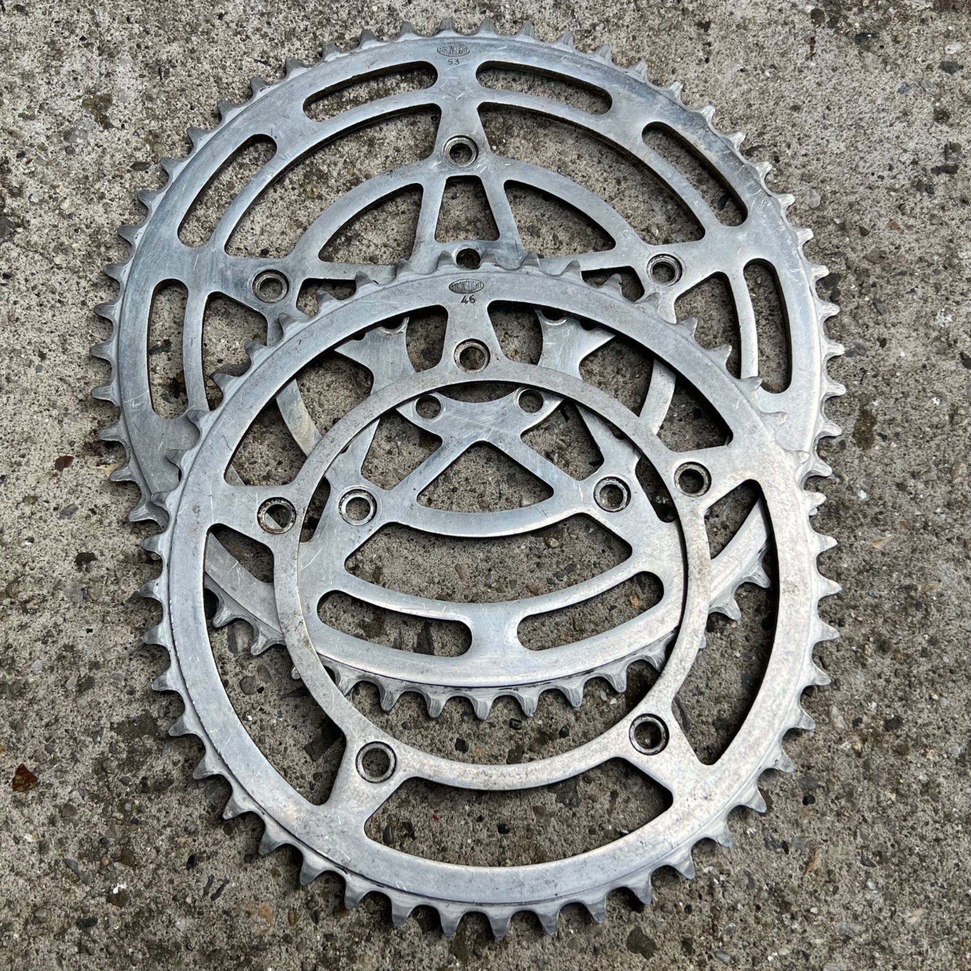 Stronglight 46/53T Chainring Set Vintage Aluminum 122/50.4 BCD Touring Retro 