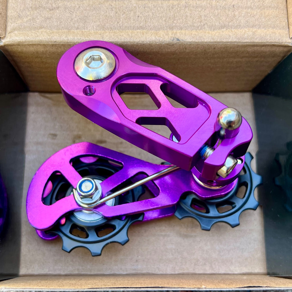 Purple Anodized CNC Chain Tensioner Single Speed Dual Pulley Tanke Bike 