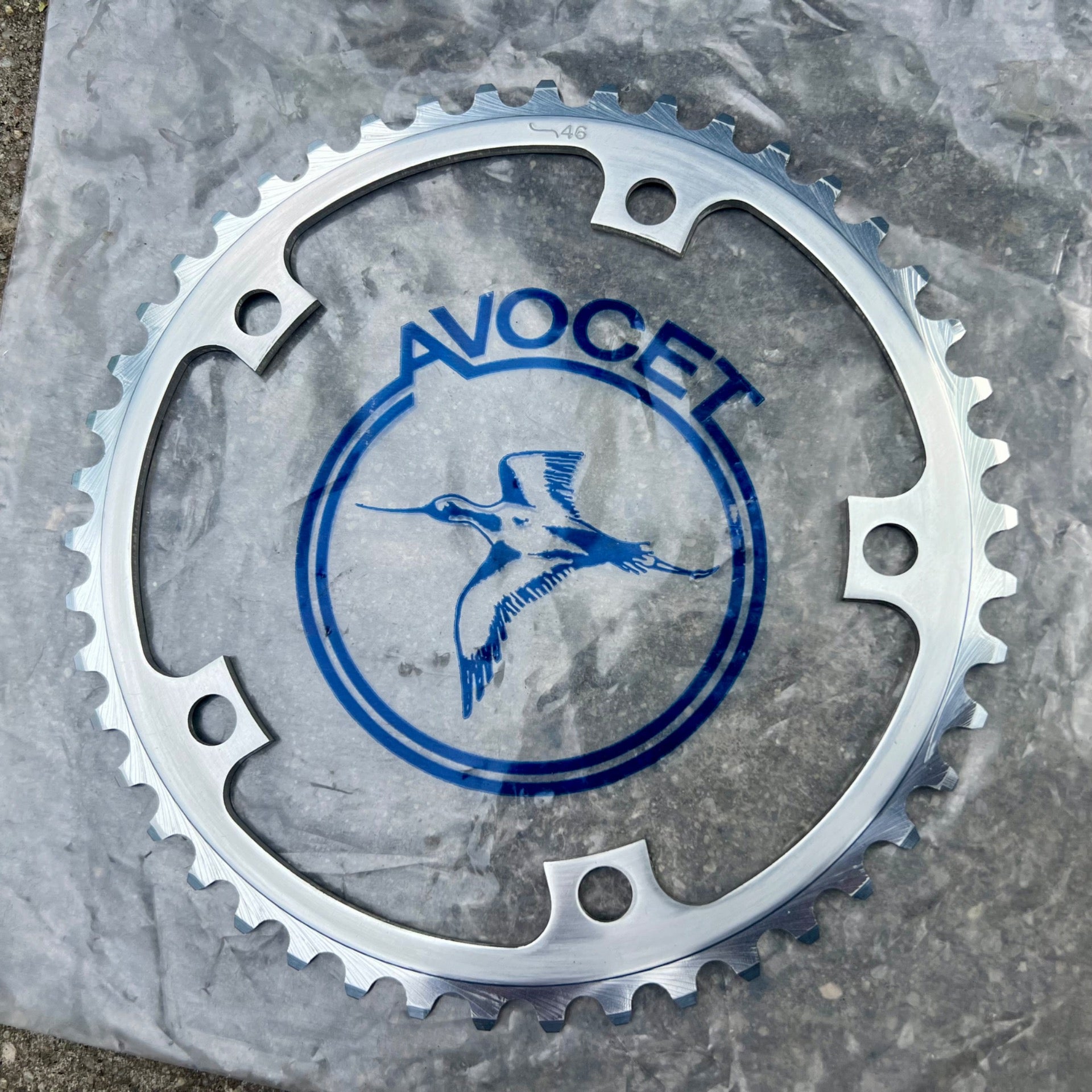 NOS Avocet 144 BCD 46T Chainring Vintage Road Track Bike Silver Retro Big