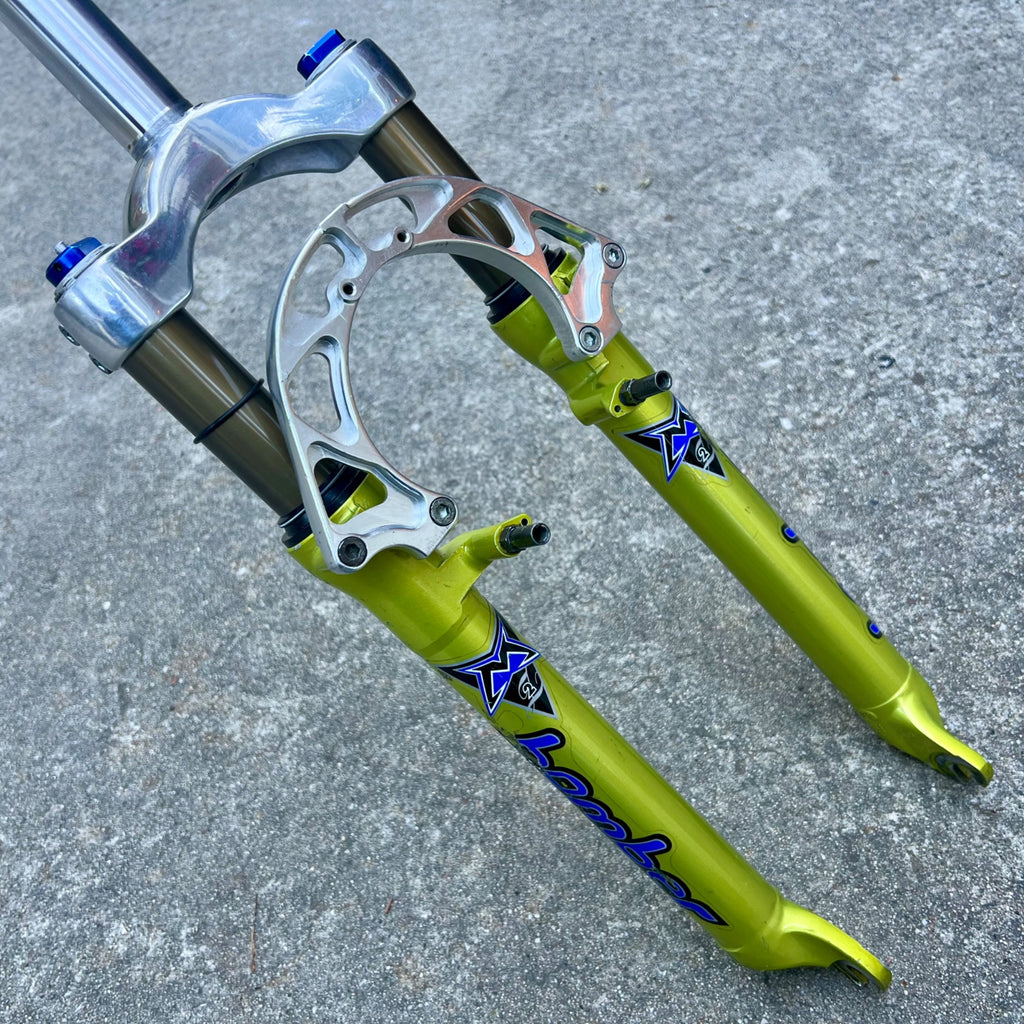 Used Serviced Marzocchi Bomber Z2 Fork Acid Green Vintage MTB Mountain 1 1/8” Retro-Bicycle Bin