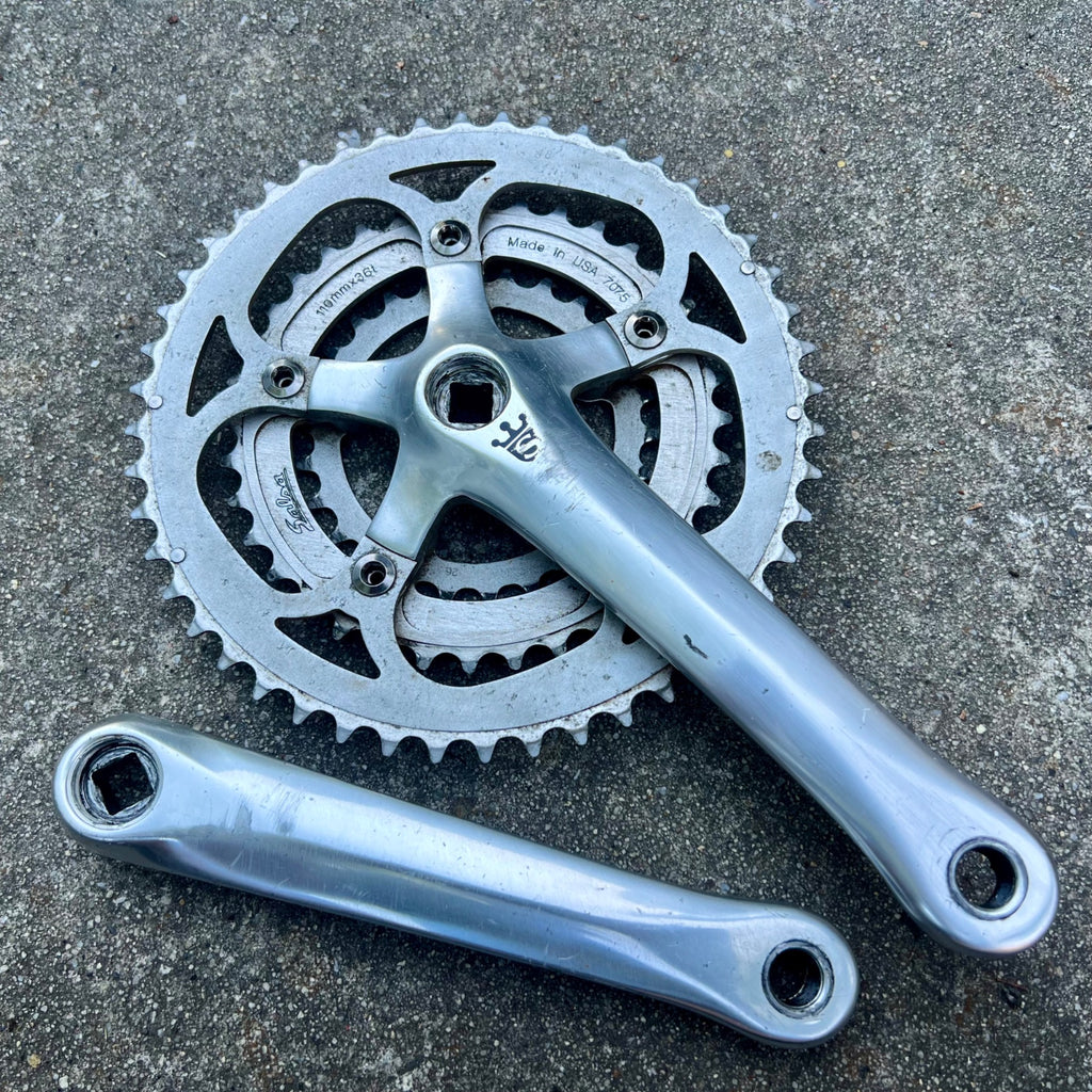 Sugino XD2 Triple Crankset 175mm 26-36-48 Retro Gravel Road Silver Square Taper