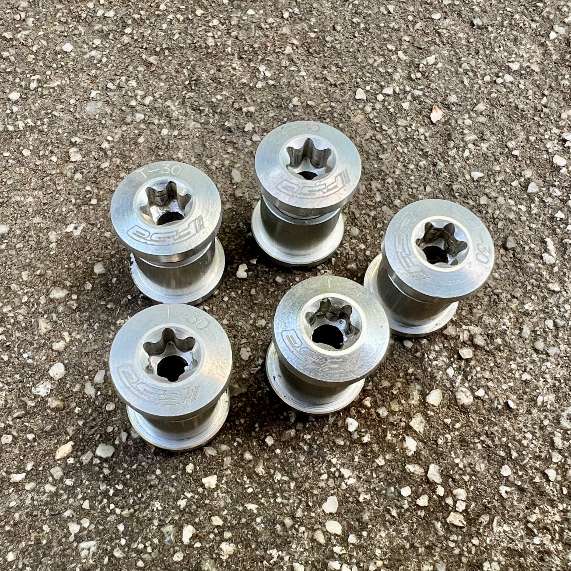 FSA Double Chainring Bolts and Nuts 5 Bolt Aluminum T30 Torx Silver Road Bike 