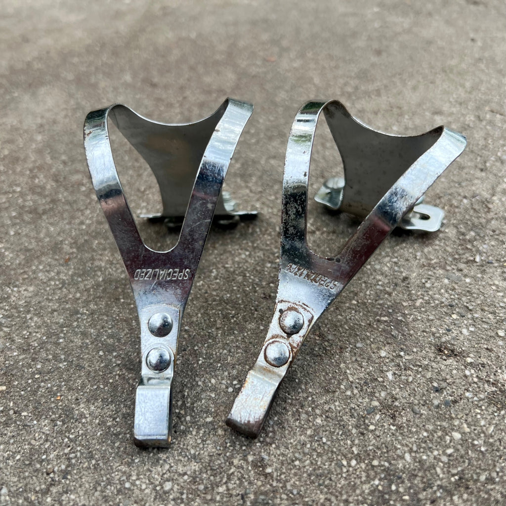 Used Specialized Toe Clips Size Small Vintage Retro Eroica Chrome Steel Road Bike-Bicycle Bin