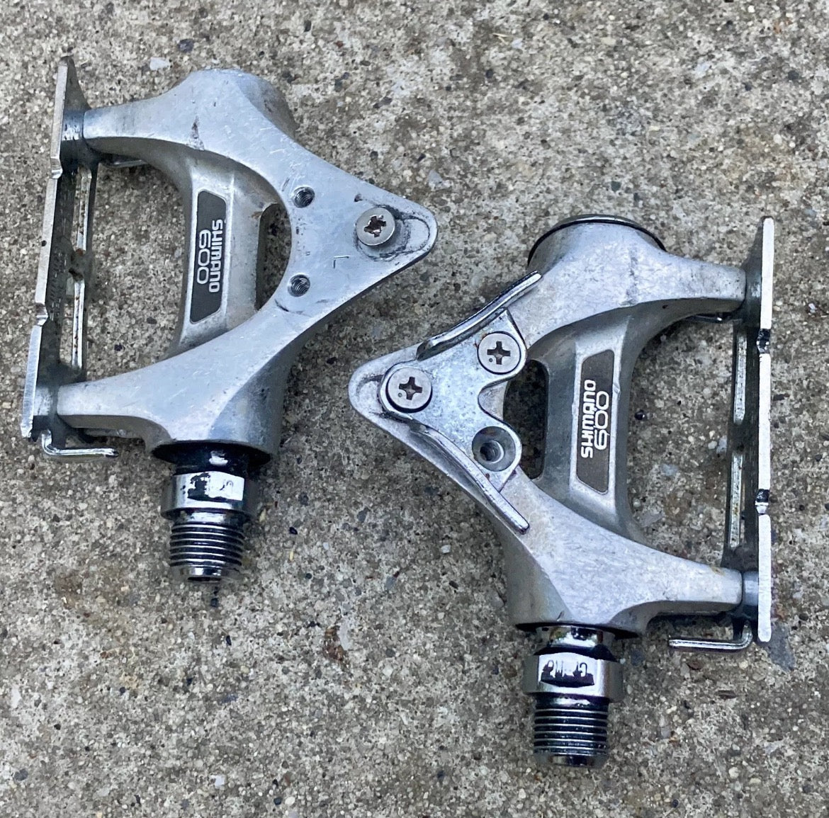 Shimano 600 Tricolor Toe Clip Pedals 9/16” Vintage Silver Road Bike Chrome