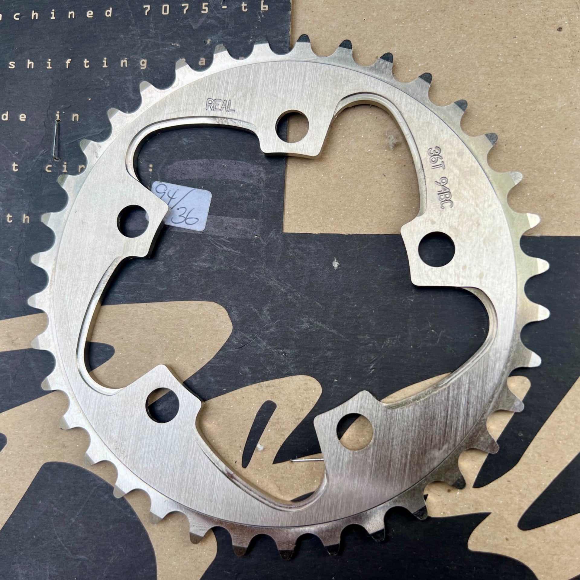 NOS NEW Real 94 BCD 36T 5 Bolt Chainring Silver Vintage MTB Mountain Bike Middle