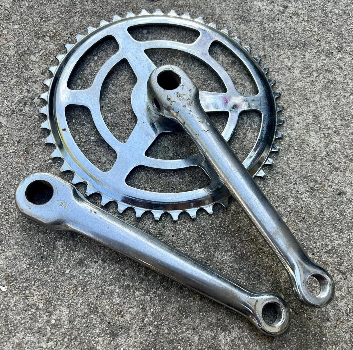 Raleigh Cotter Pin Crankset Sir Walter Stamp Steel Chrome 46T 60’s 70’s Vintage