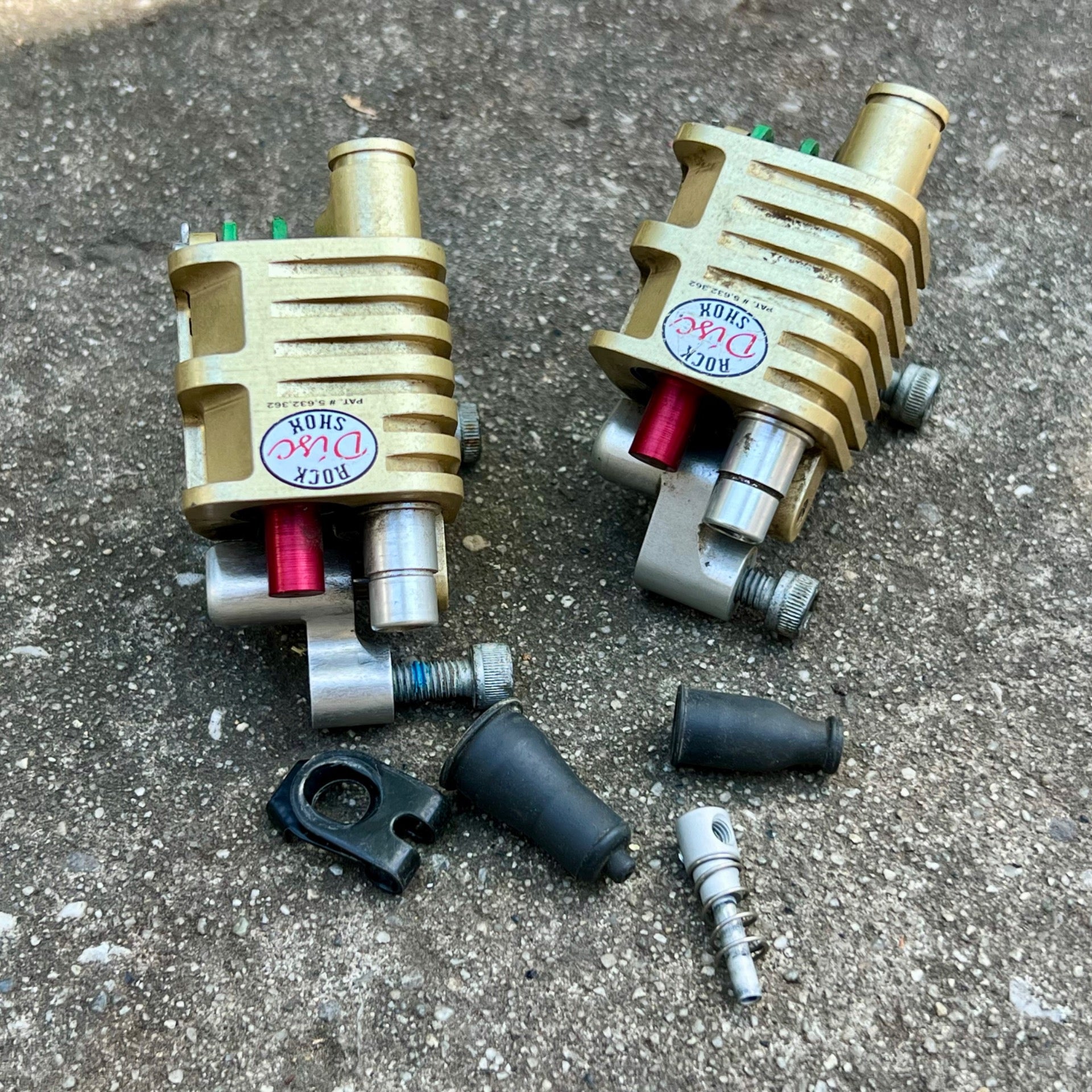 Rockshox Mechanical Disc Brake Calipers Gold Vintage Retro MTB Gold Front & Rear