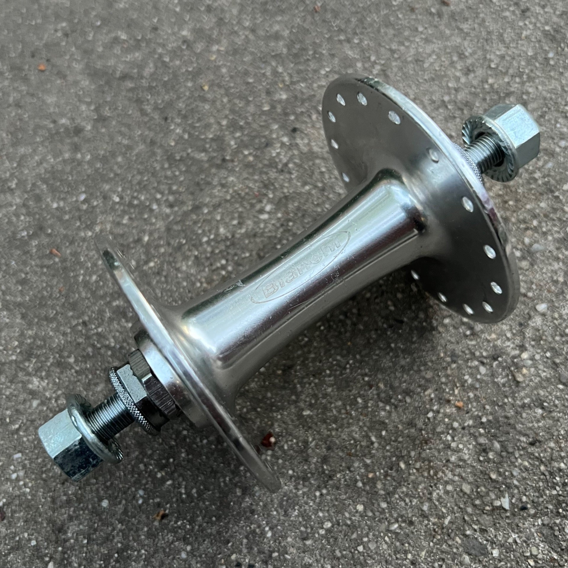 Bianchi Pista 100mm 32H Hole High Flange Front Hub Track Bolt On Silver Solid  