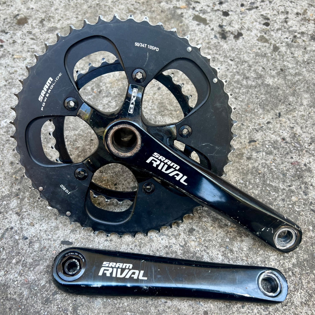 SRAM Rival GXP 24mm 34/50T 172.5mm Crankset Double Road Bike Black Aluminum 10sp