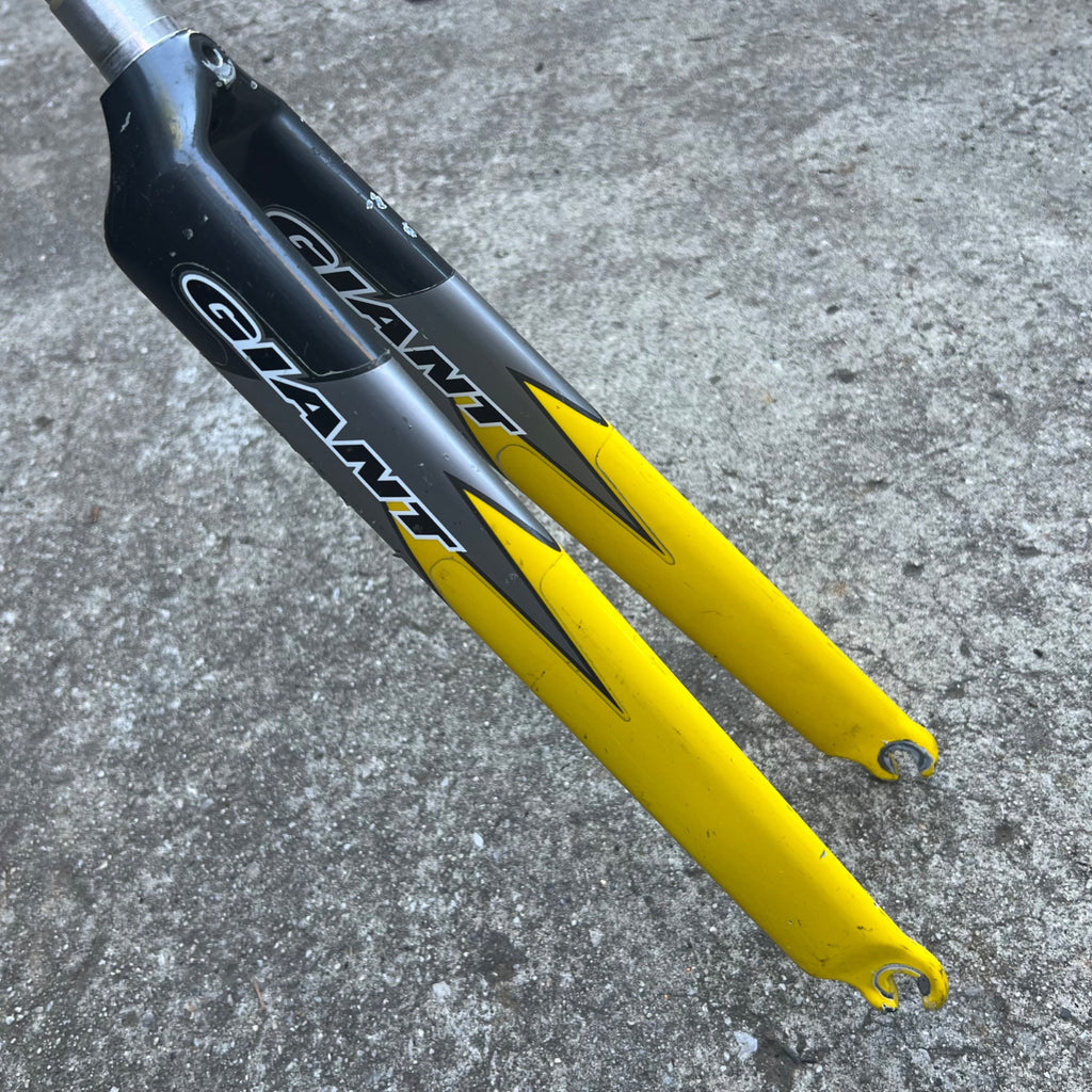 Giant Carbon Fork Aero 700c 1” 10.5” Threadless Steerer Road Yellow Gray Bike