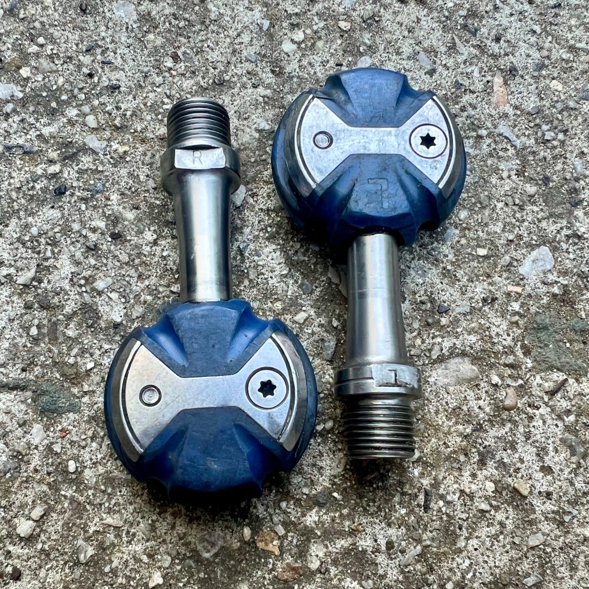 Speedplay Zero Clipless Pedals Vintage Road Gravel Bike Blue Stainless Steel 