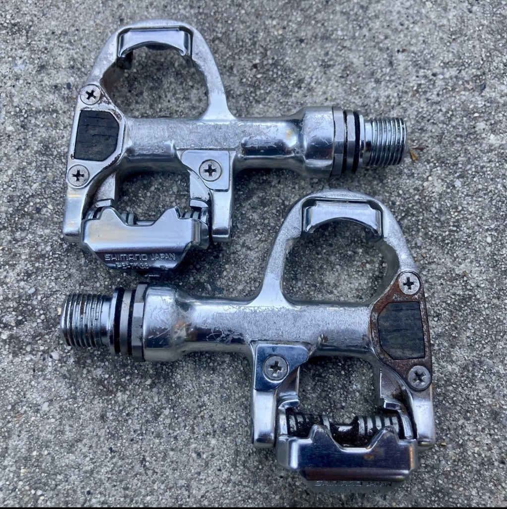 Shimano Dura Ace PD-7700 SPD-R Clipless Pedals Road Bike Vintage Silver Gray