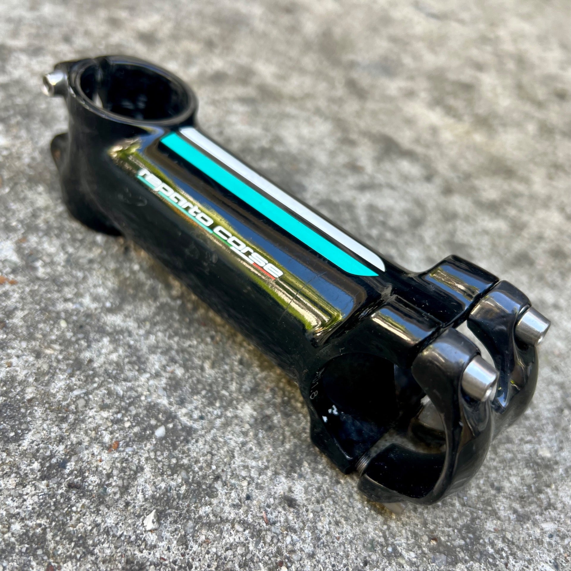 Bianchi Reparto Corse Stem 110x31.8mm 1 1/8” Threadless Black Celeste 7 Deg Road
