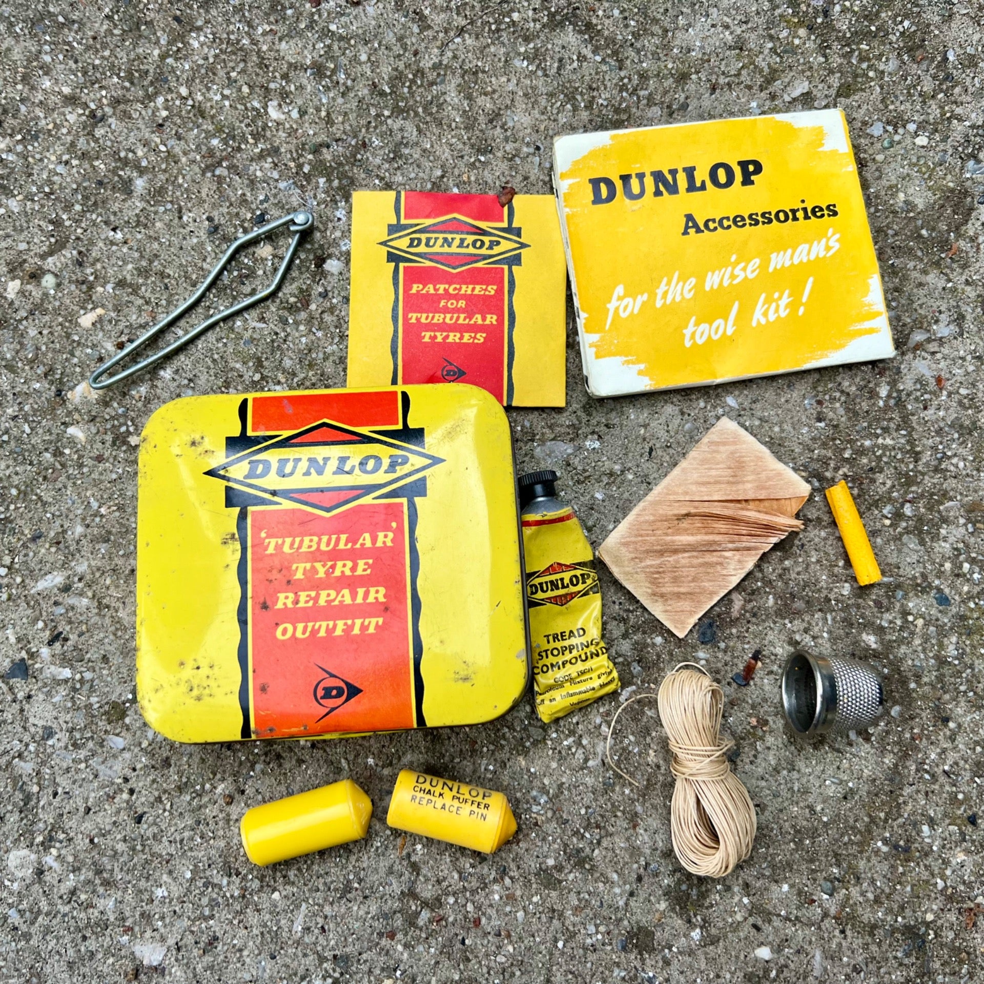 Dunlop Vintage Tire Patch Kit Tubular Tyre Repair Outfit Yellow Antique 70’s 