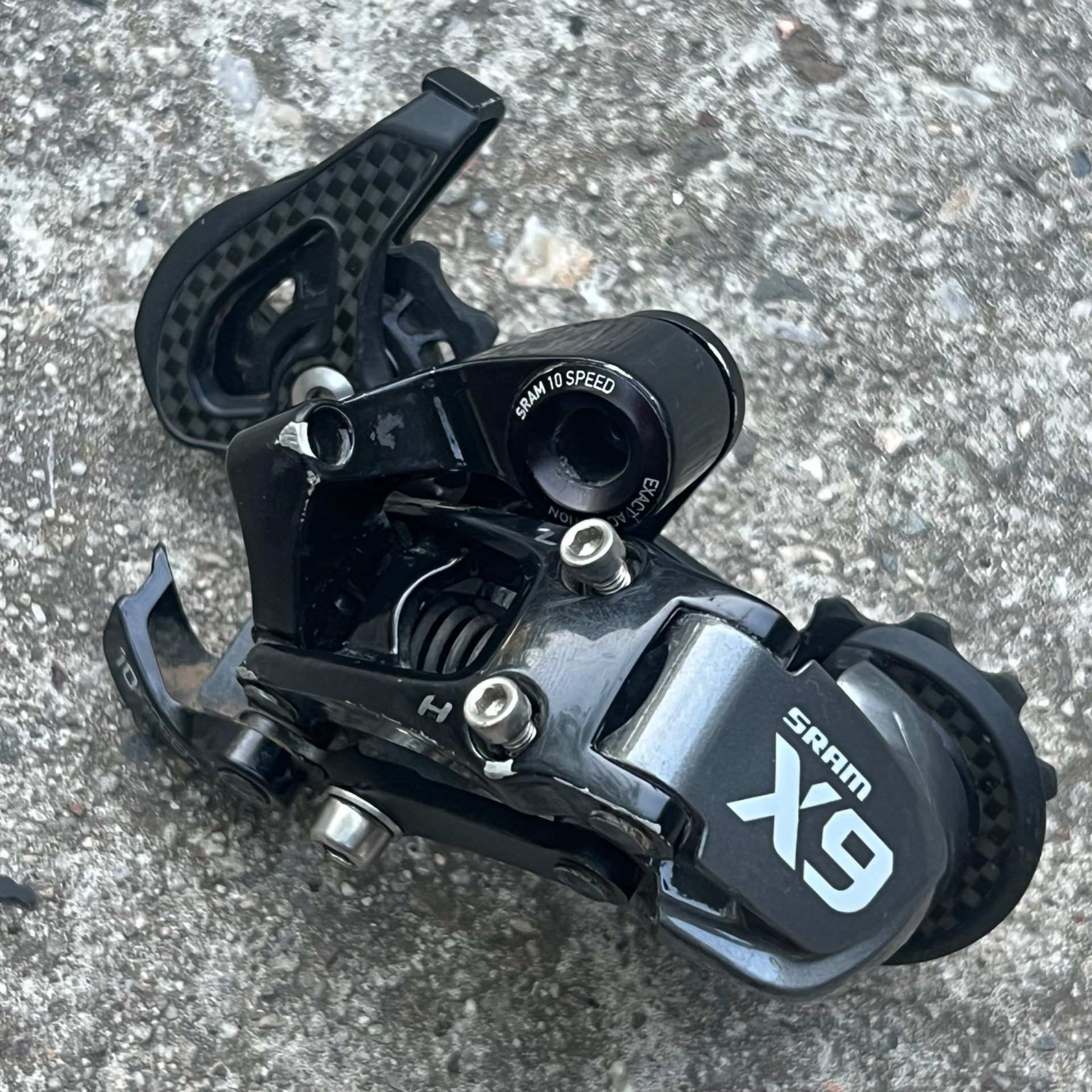 SRAM X9 10 Speed Carbon Rear Derailleur Exact Actuation Black MTB Mountain Long 