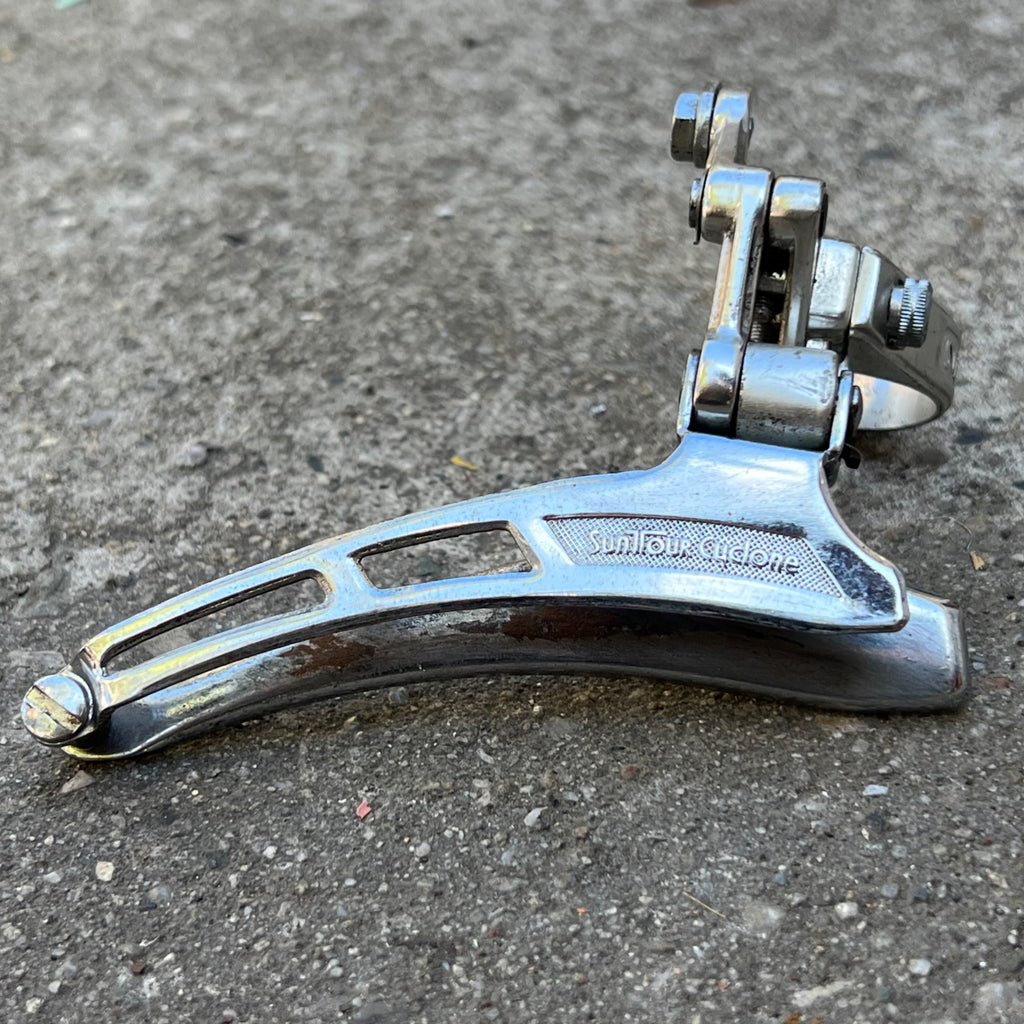 Suntour Cyclone 1st gen 28.6mm Bottom Pull Front Derailleur Vintage Road Double
