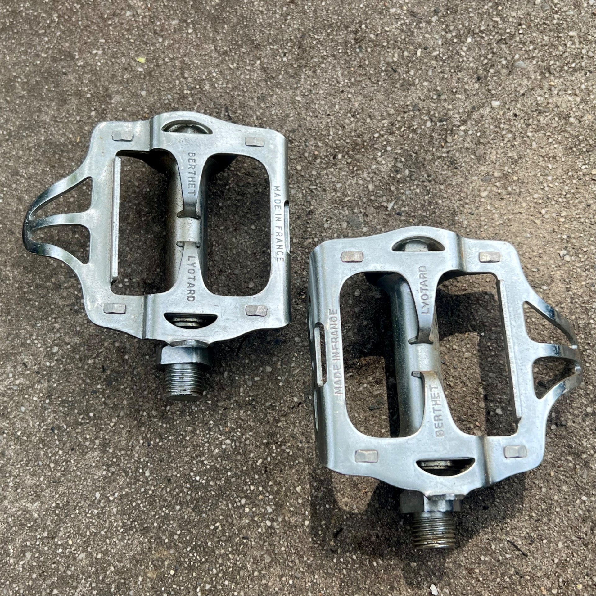 Lyotard Berthet 1/2” Toe Clip Pedals Vintage Chrome Steel Road Touring Bike 