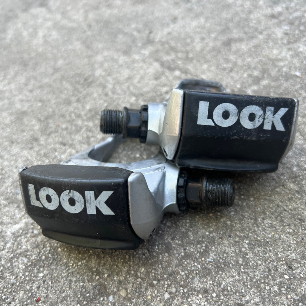 Look ARC F Clipless Pedals Silver Vintage Road Bike Gray Black Retro Racing