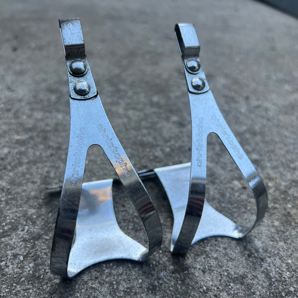 Used Christophe Special Toe Clips Size Medium M Vintage Retro Eroica Chrome Touring-Bicycle Bin
