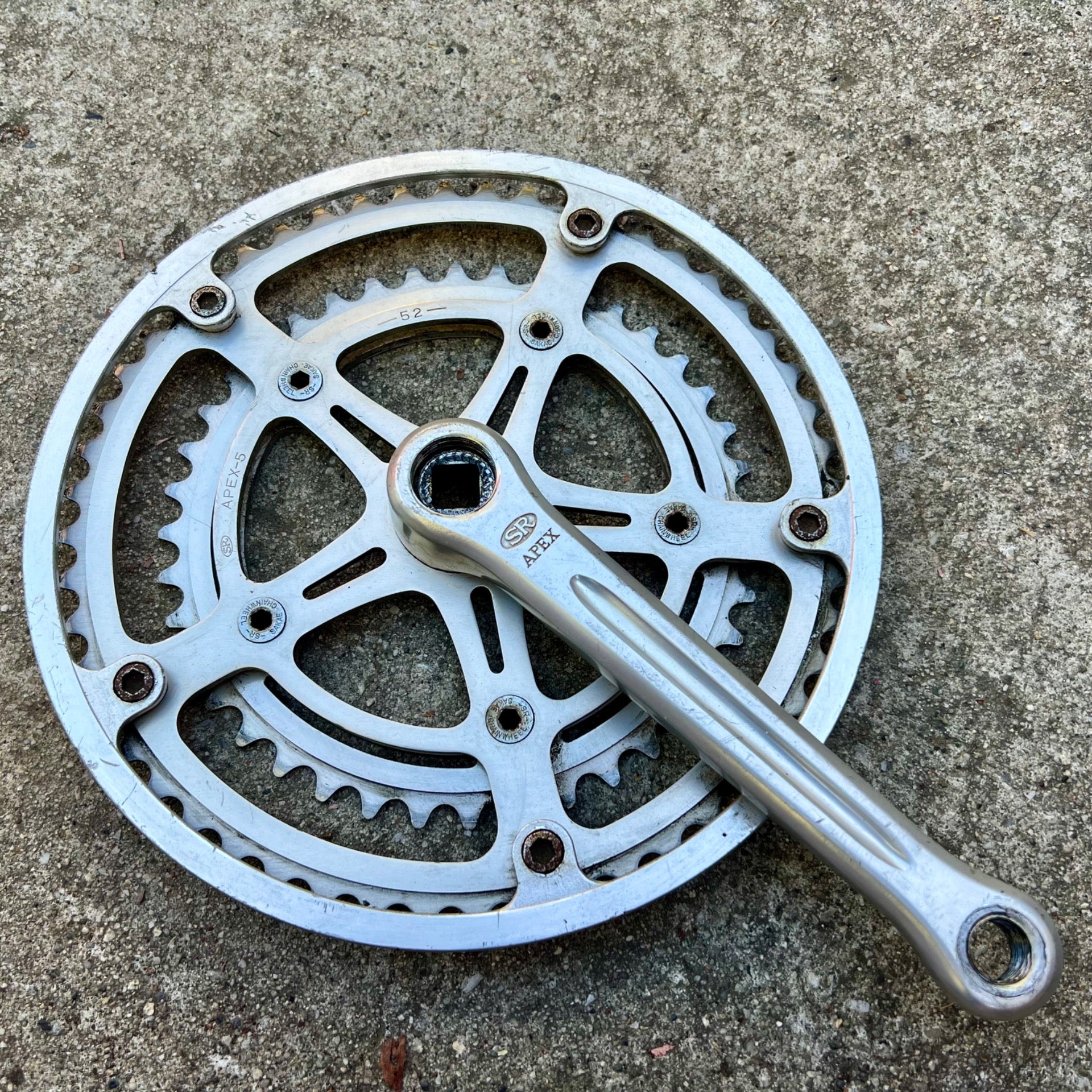 SR Apex 165mm Drive Side Right Crank Arm Vintage Road Touring Bike 40/52 Rings 