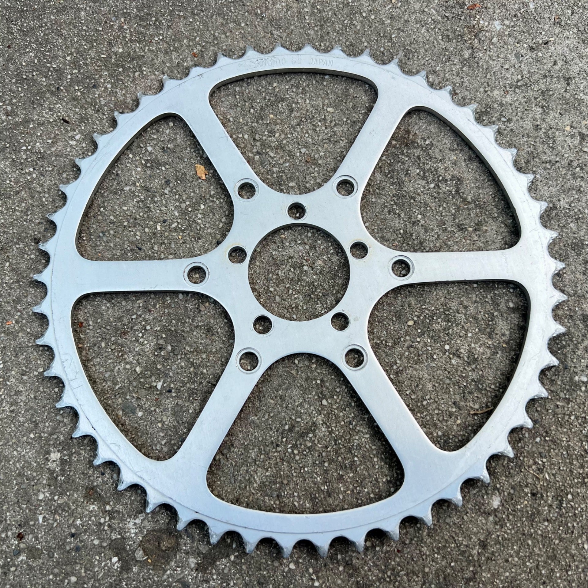 Sugino 50T 50.4/80 BCD Chainring For TA Stronglight Cranks Vintage Silver 6 Bolt