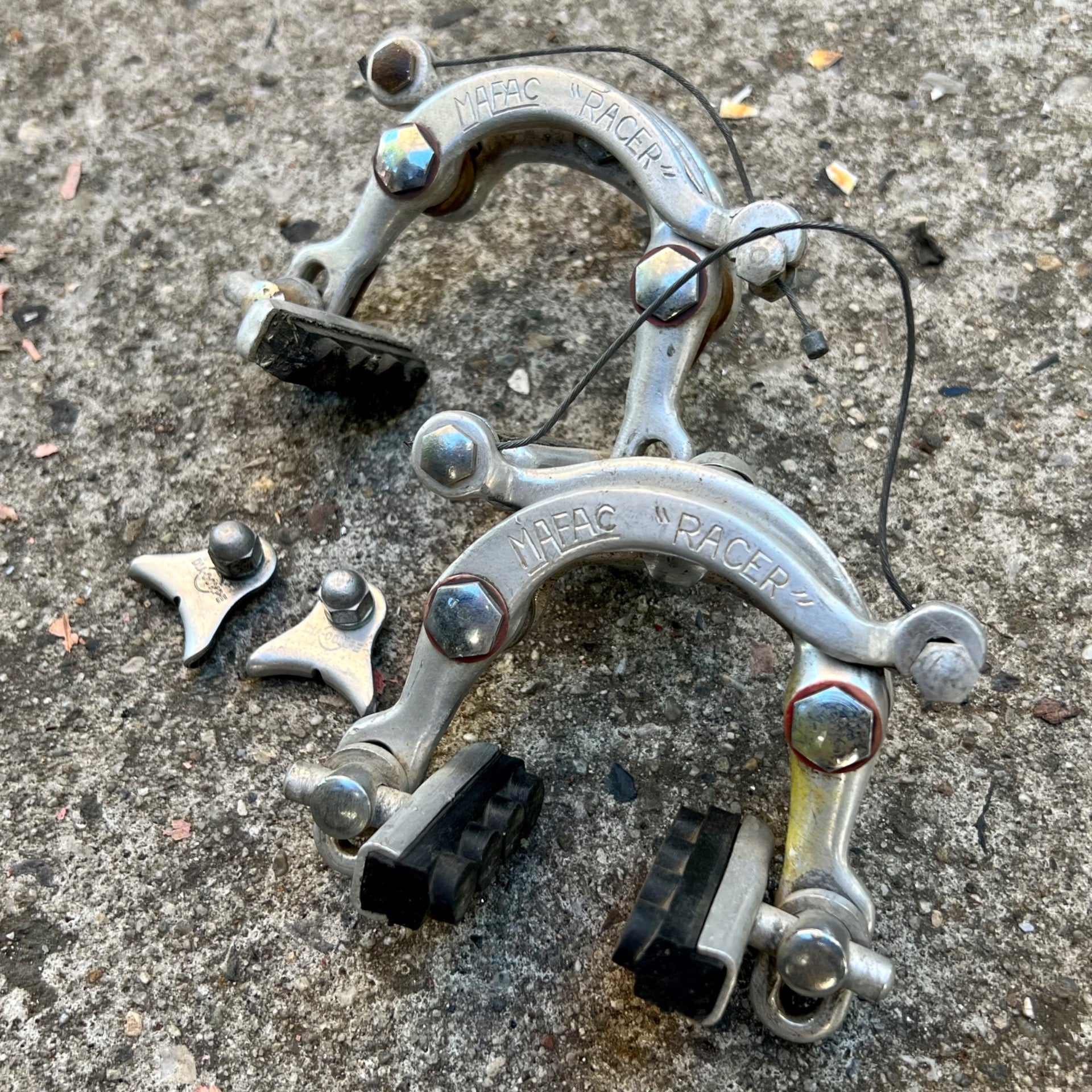Mafac Racer Centerpull Brakes Vintage Brake Set Road Touring Bike Silver Gray 