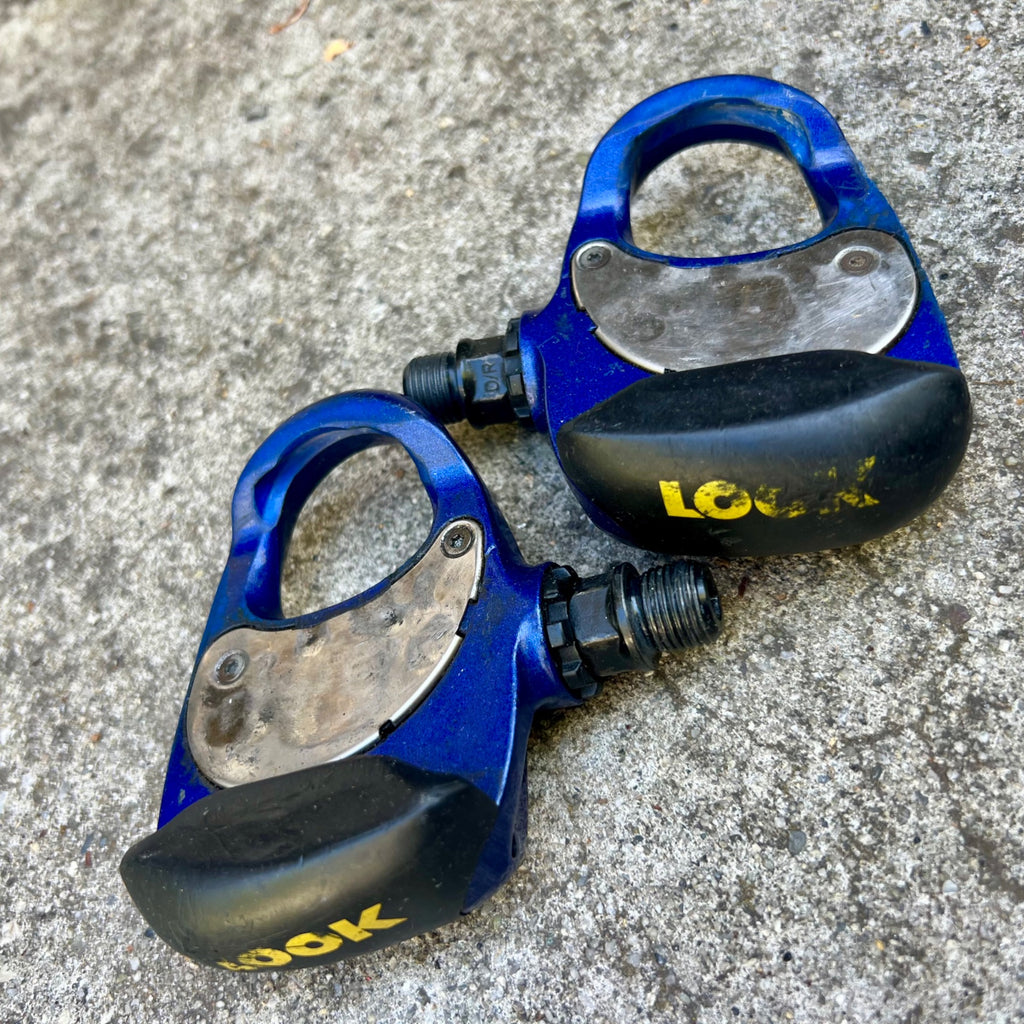 Look 256 Vintage Blue Carbon Clipless Pedals Road Bike Gravel Racing Pair