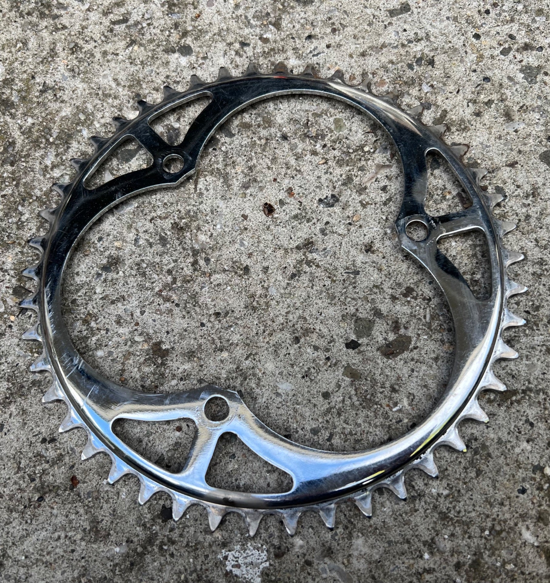 Nervar 116 BCD 46T 1/8in 3 Bolt Chainring Single Speed Chrome Steel Vintage