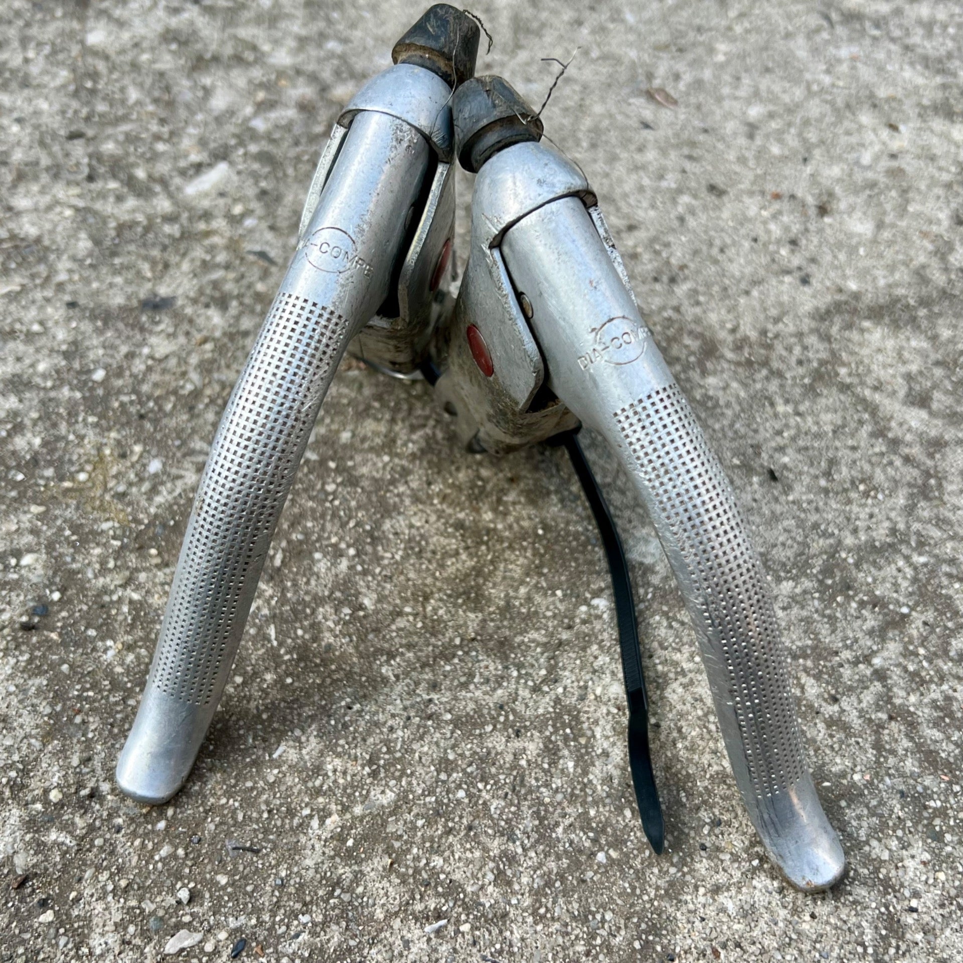 Dia Compe Drop Bar Brake Levers Pair Silver Aluminum Gray Vintage Retro Road 