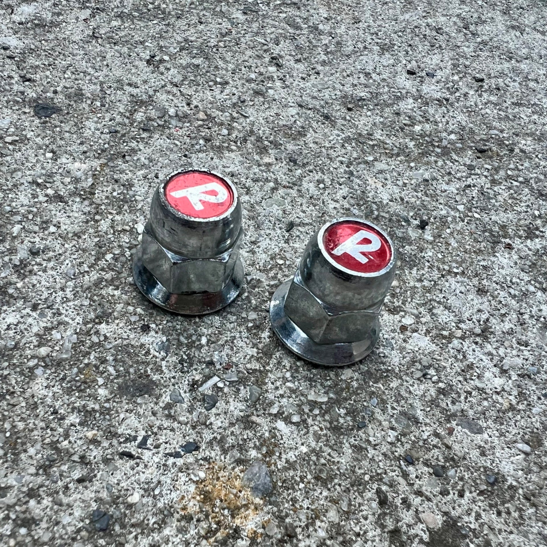 Raleigh Axle Nuts 3/8”x26TPI 9.5 Chrome Red R Logo Hub Vintage Retro Bike