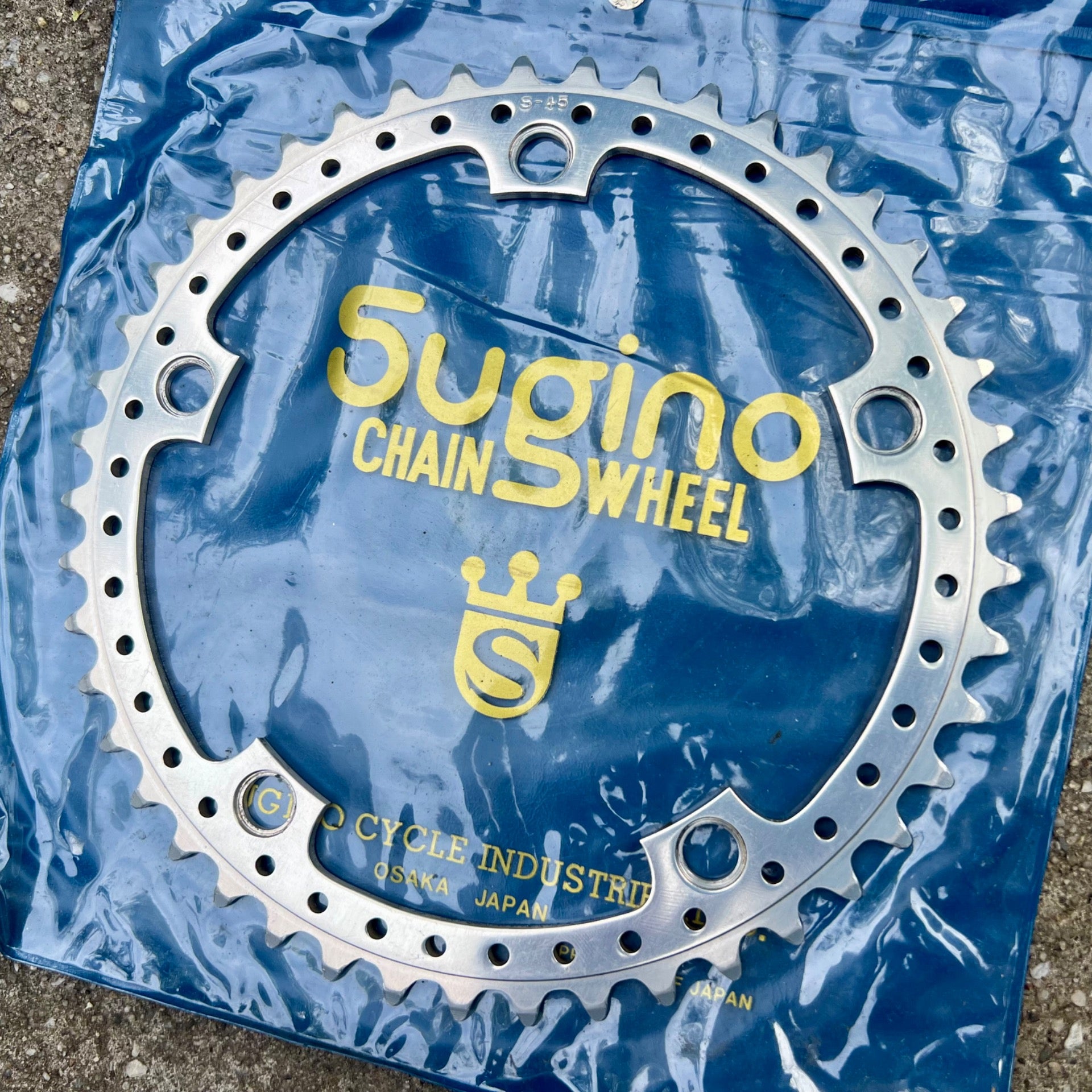 NICE Sugino 144 BCD 45T Chainring Drillium Vintage Road Track Bike Silver Retro 