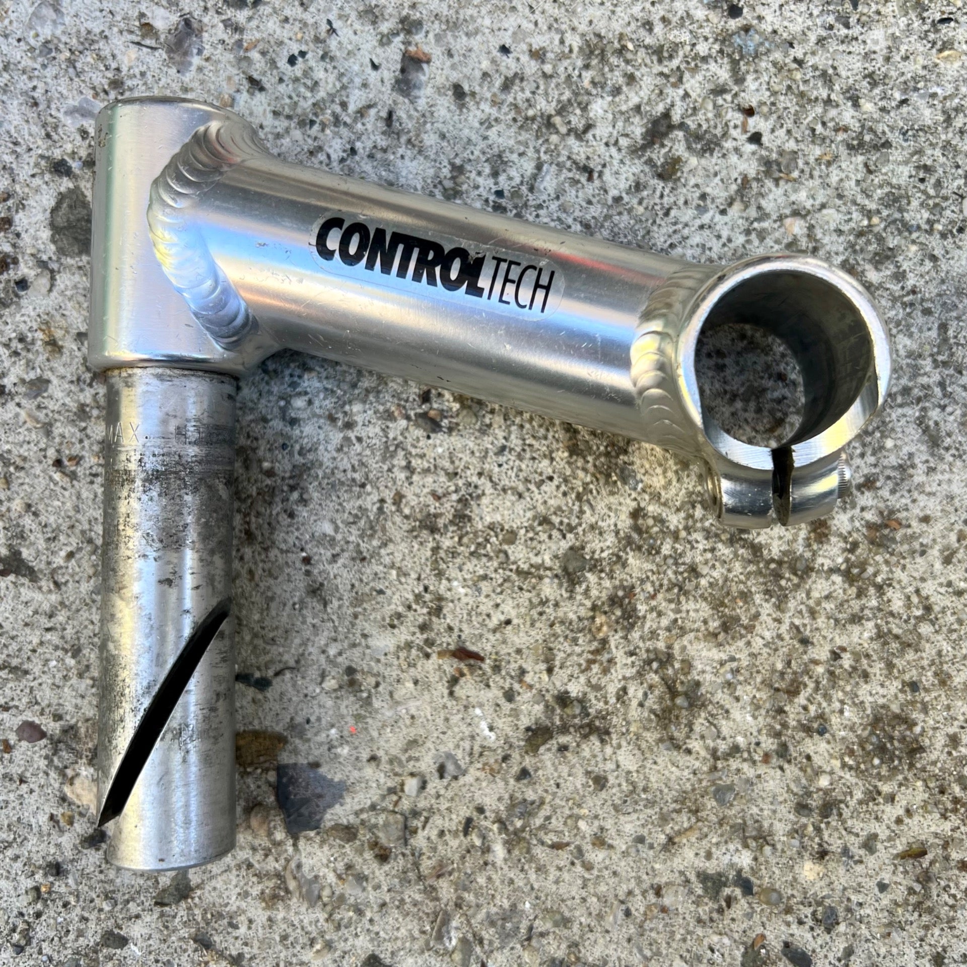 Control Tech 110x26.0mm Quill Stem 1” 15 Degree Drop Road Track Silver Vintage