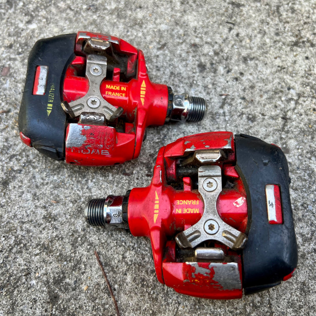 LOOK S2R Moab Clipless Pedals Red Black MTB Vintage Retro 9/16” Chrome Steel!