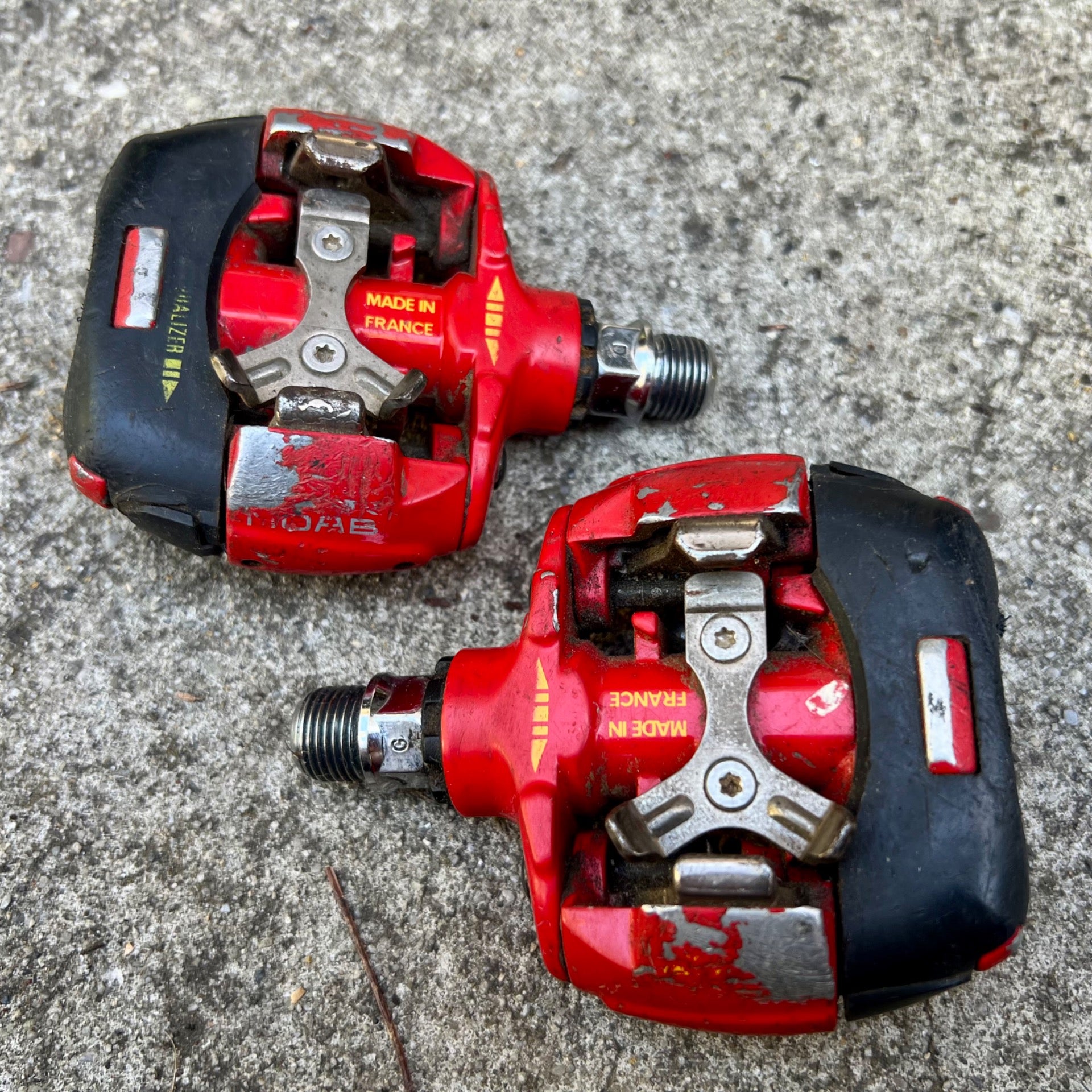 LOOK S2R Moab Clipless Pedals Red Black MTB Vintage Retro 9/16” Chrome Steel!