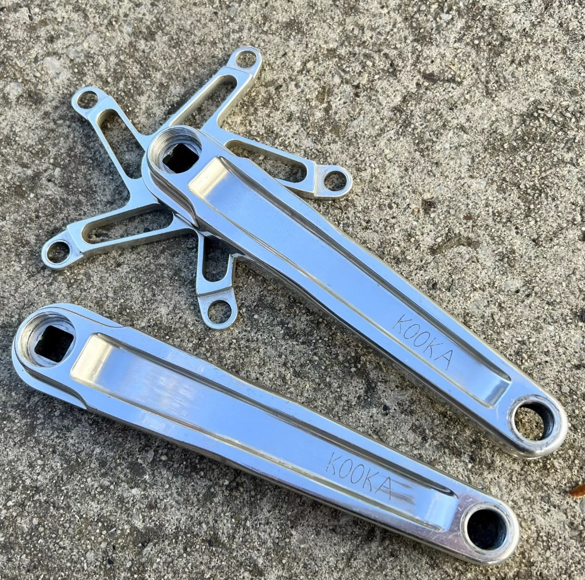 MINT Kooka Road Cranks 130 BCD 175mm Silver Vintage Retro Bike CNC Double Rare
